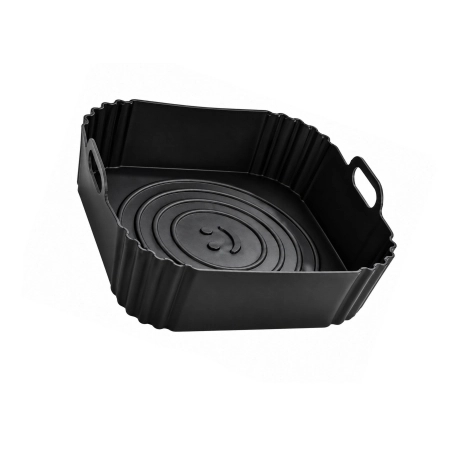 Wkład silikonowy do airfryer forma do frytkownicy beztłuszczowej 19x19x5,5 cm S38 czarny i szarobrązowy